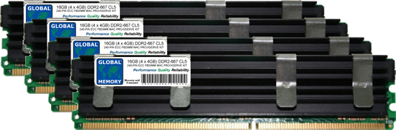 16GB (4 x 4GB) DDR2 667MHz PC2-5300 240-PIN ECC FULLY BUFFERED DIMM (FBDIMM) MEMORY RAM KIT FOR MAC PRO (ORIGINAL/ MID 2006)